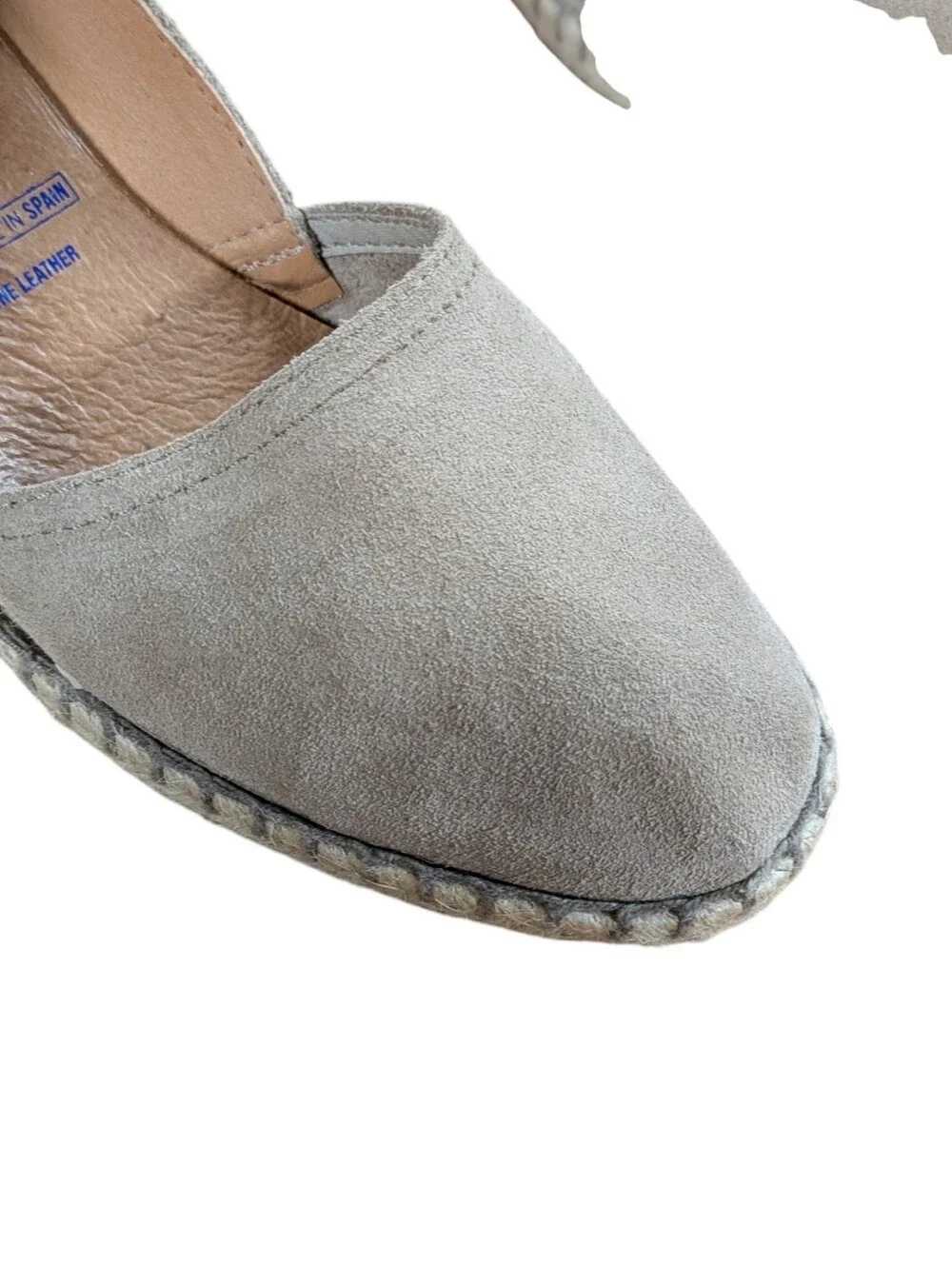 Verbenas Taupe Suede Espadrille Wedge Shoes Size 39